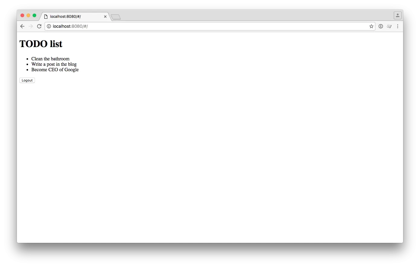 User is authenticated and can add new items to the list.