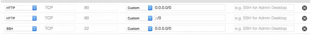AWS console to create networks and ports